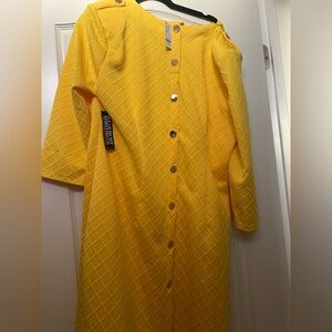NEW Yellow Button-Down Quilted Dress